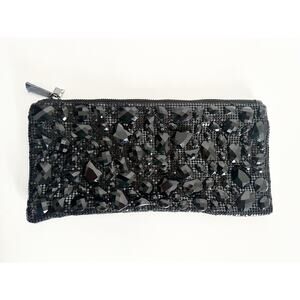 BCBG Maxazria Black Mesh Chainmail Gem Clutch